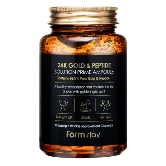 Best Korean Skincare AMPOULE 24K Gold & Peptide Solution Prime Ampoule Farm Stay