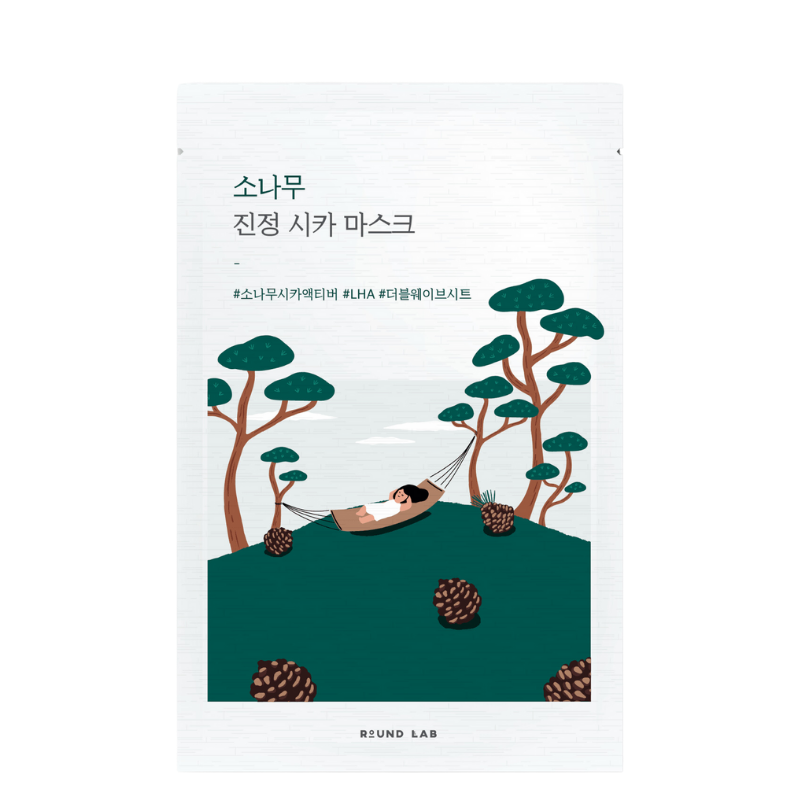 Best Korean Skincare SHEET MASK Pine Calming Cica Sheet Mask ROUND LAB