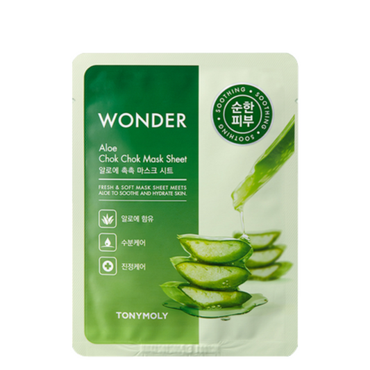 Best Korean Skincare SHEET MASK Wonder Aloe Chok Chok Mask Sheet (10 masks) TONYMOLY