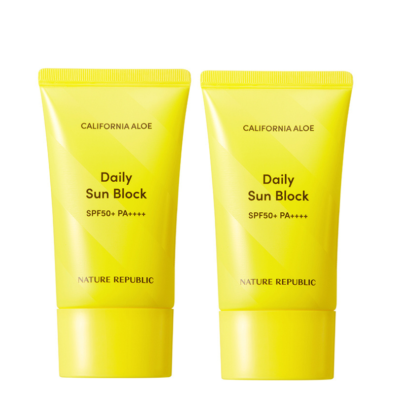 Best Korean Skincare SUN CREAM California Aloe Daily Sun Block SPF50+ PA++++ Value Set (2 pack) NATURE REPUBLIC