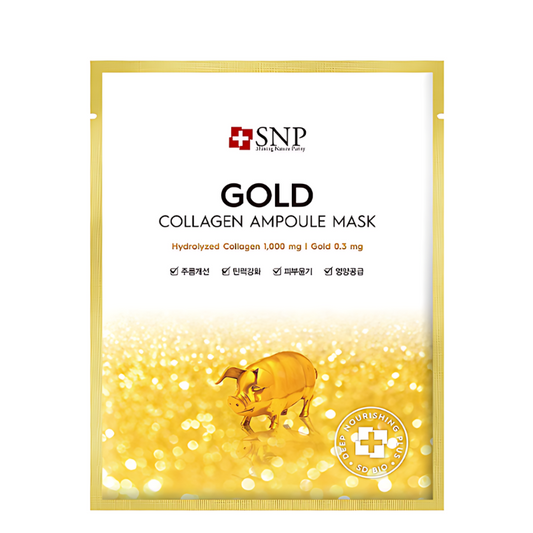 Best Korean Skincare SHEET MASK Gold Collagen Ampoule Mask Set (10 masks) SNP