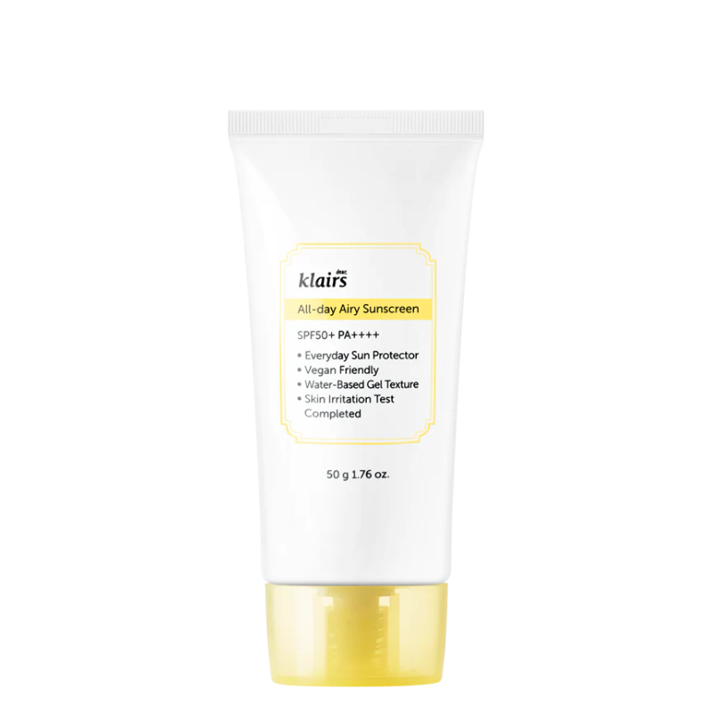 Best Korean Skincare SUN CREAM All-day Airy Sunscreen SPF50+ PA++++ Dear, Klairs