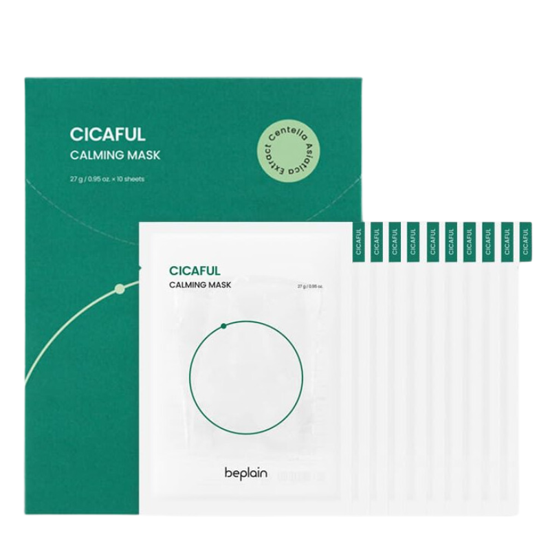 Best Korean Skincare SHEET MASK Cicaful Calming Mask Set (10 masks) beplain