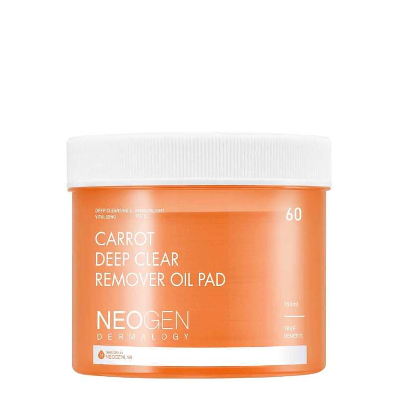 Best Korean Skincare CLEANSING PAD Dermalogy Carrot Deep Clear Remover Oil Pad (60 pads) NEOGEN