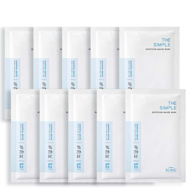 Best Korean Skincare SHEET MASK The Simple Soothing Gauze Facial Mask SCINIC