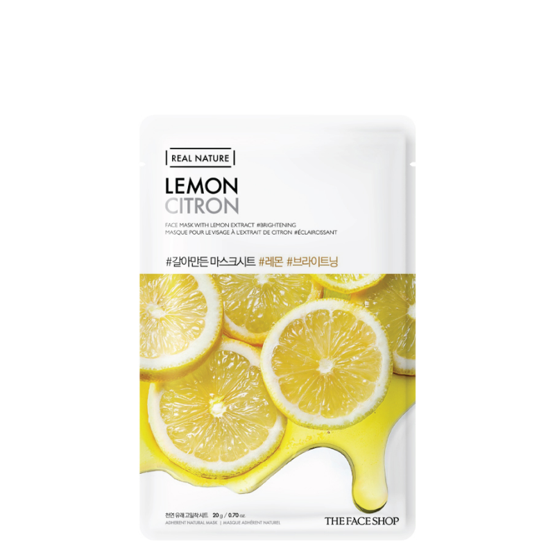 Best Korean Skincare SHEET MASK Real Nature Lemon Face Mask Set (10masks) THE FACE SHOP