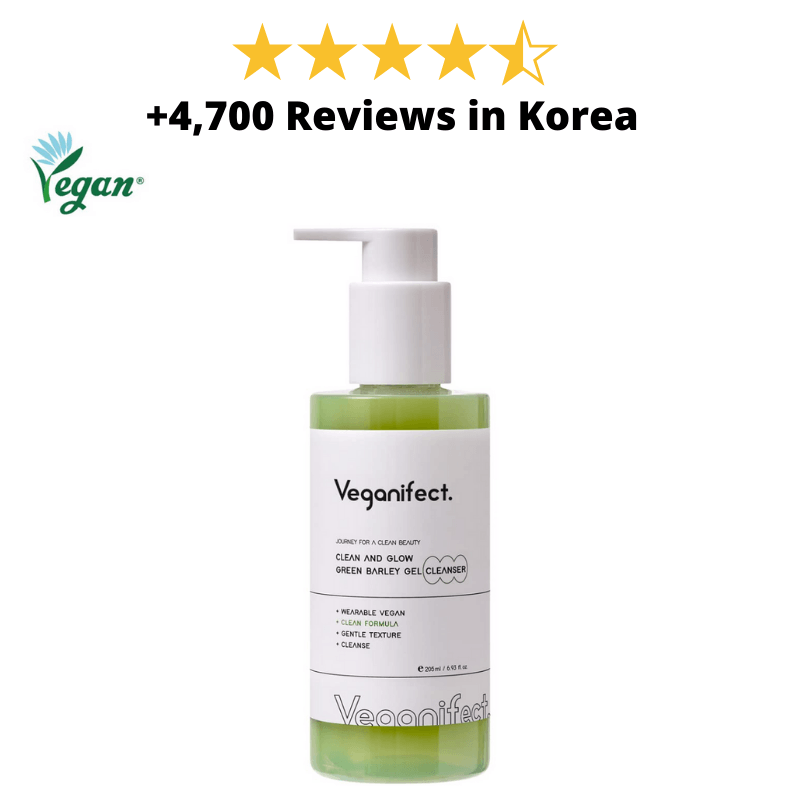 Best Korean Skincare CLEANSING GEL Clean and Glow Green Barley Gel Cleanser Veganifect